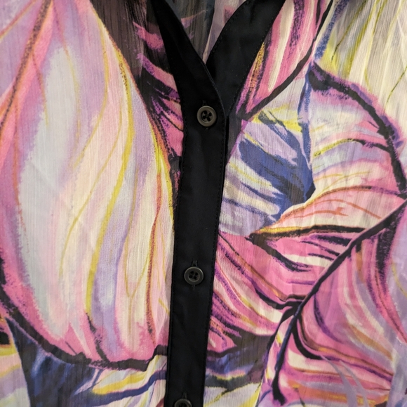 Susan Graver sheer, button down blouse with 3/4 sleeves, size 3X - Picture 3 of 11